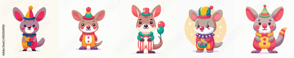 Fototapeta premium kangaroo vector in clown costume