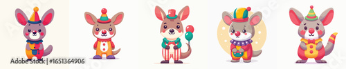 kangaroo vector in clown costume