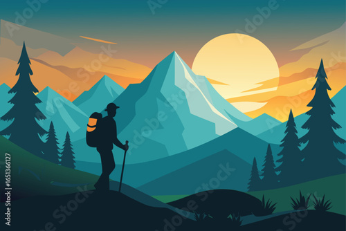 Glowing Peaks Reflecting in a Mountain Lake at Sunset