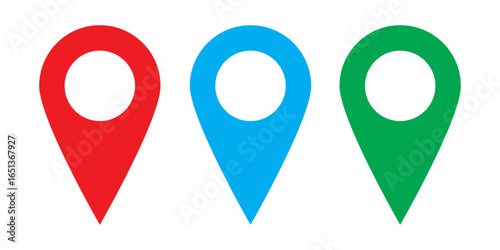 Free Download Location map pin icon vector set. Modern colour map marker. Location pin vector.  Colourful location icon on white background.  Triple colour map icon. - GFXLoad