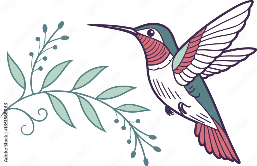 Obraz premium vector illustration of a bird on a branch