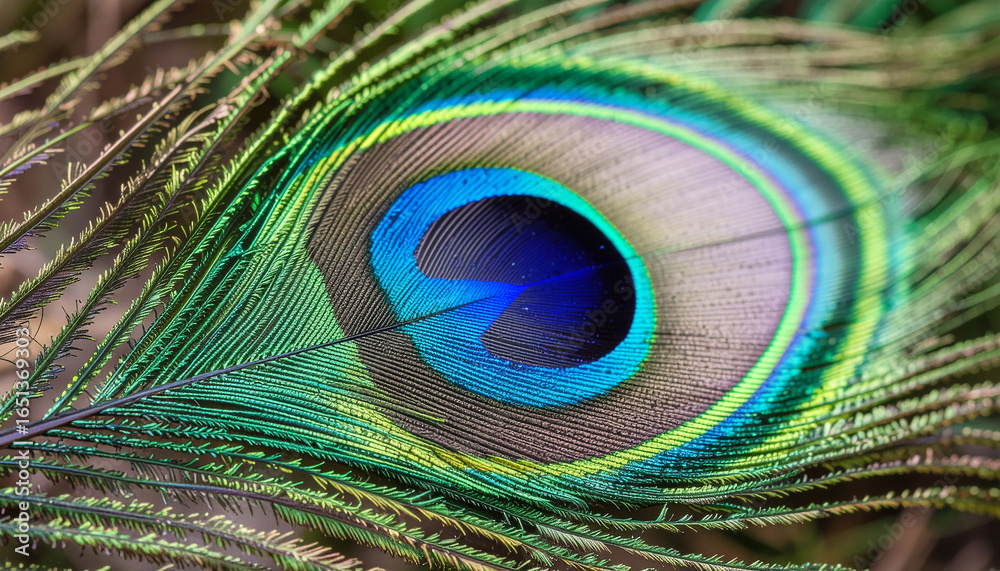 Fototapeta premium Close up of beautiful peacock feather