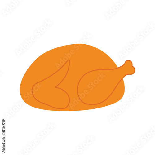 Roast turkey. Thanksgiving design. Isolated background. Vector flat illustration