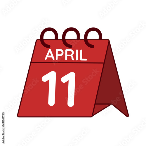 april 11 desk calendar vector on white background
Vector red calendar flat icon