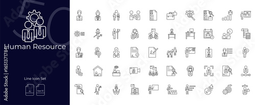 Human Resource Line Editable Icons set. Vector illustration in modern thin line style of Human Resource icons: resource, employment, recruitment, etc