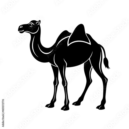vector silhouette of a camel with two humps on wh