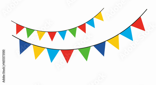Colorful Triangle Bunting Flags Stringing Together for Festive Celebration.