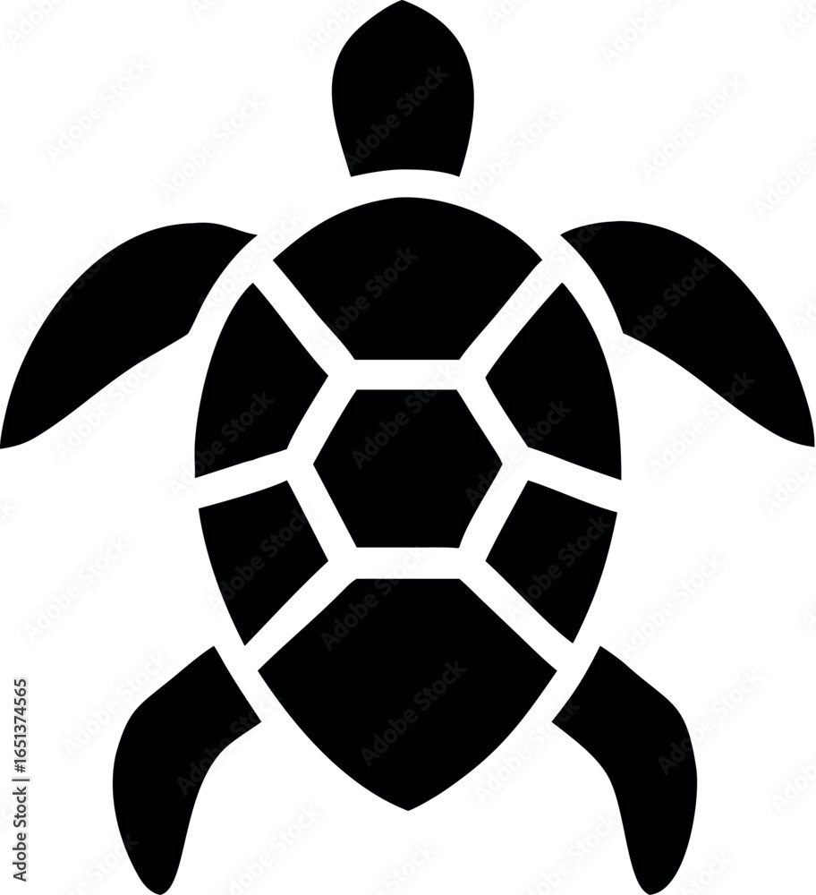 Obraz premium Sea / marine turtle top view flat vector icon