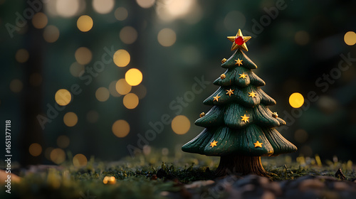  Decorative Christmas Tree with Ornaments and Smartphone on Table