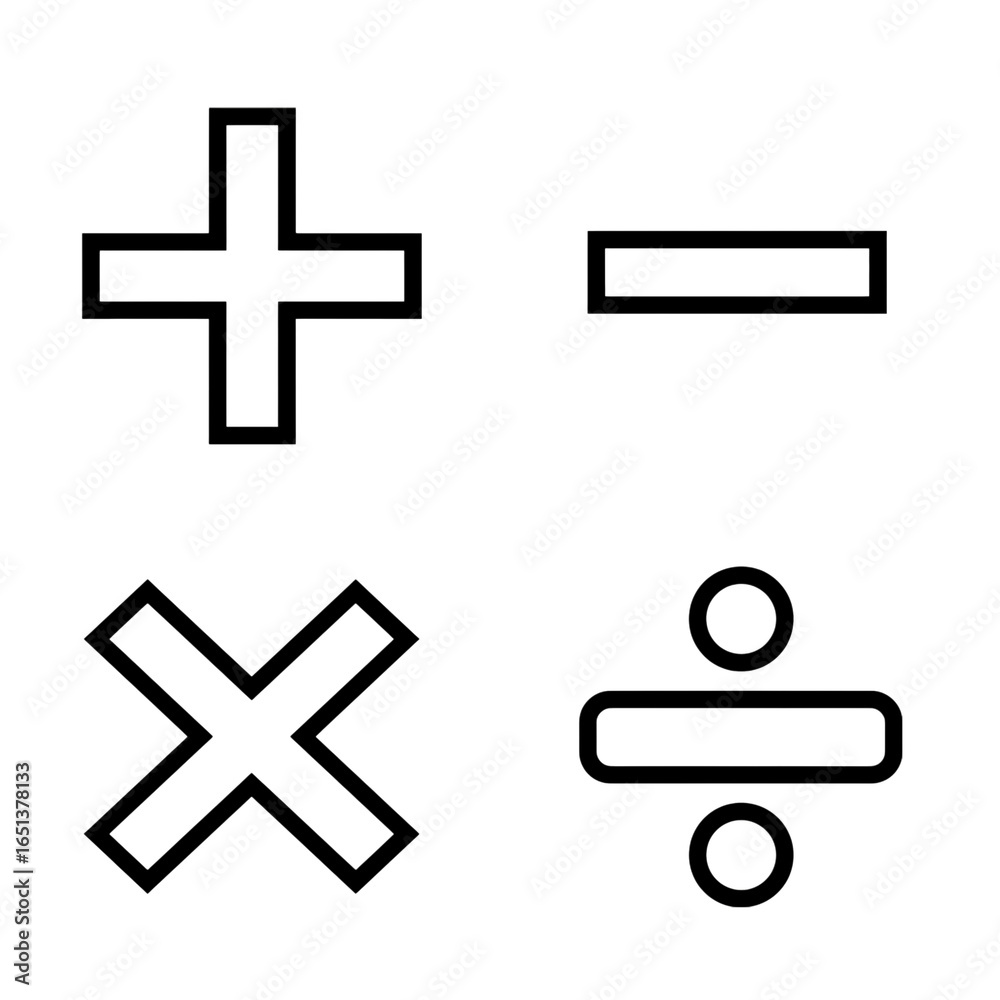 Obraz premium Essential math symbols plus minus multiply divide for education and business projects seeking clarity and precision