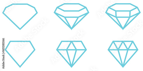 Abstract Diamond, Retro Gem, and Vintage Treasure Icons
