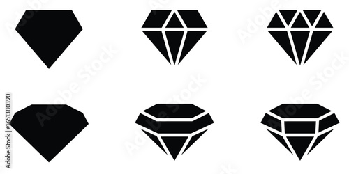 Engagement Ring, Carat, and Shiny Jewellery Vector Set