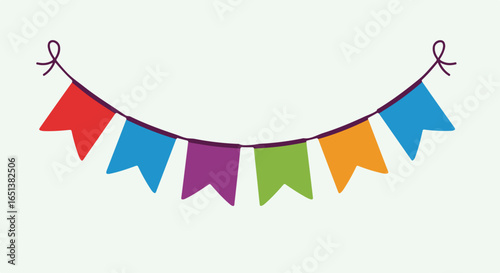 Colorful Festive Bunting Flags Garland Decoration for Celebrations.