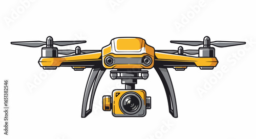 Detailed Yellow Quadcopter Drone with Gimbal-Mounted Camera.