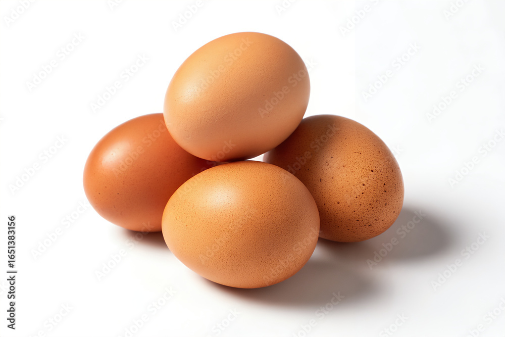 Fresh Brown Chicken Eggs – White Background Fresh Brown Chicken Eggs – White Background