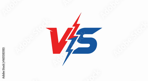Dynamic Red and Blue VS Logo with Lightning Bolt Symbol.