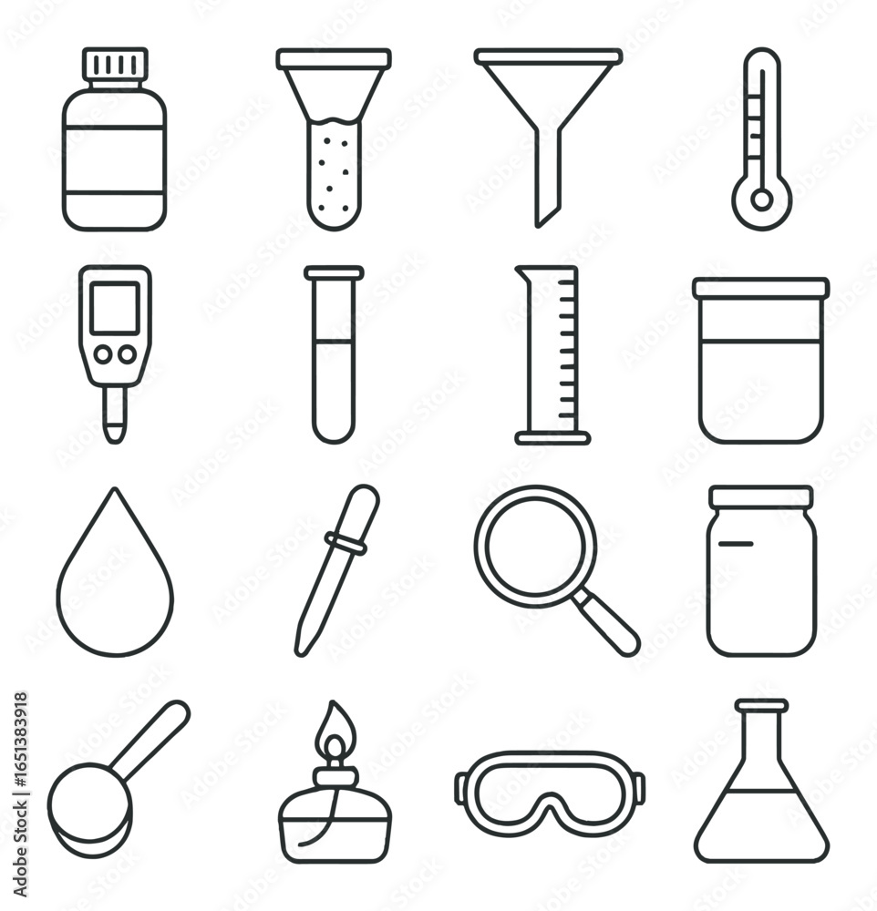 Fototapeta premium Science lab equipment icons on gray background
