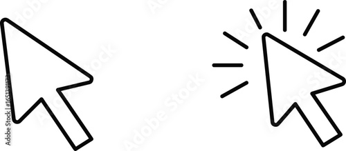 Computer mouse pointer click icon, cursor arrow symbol, web navigation graphic, user interface design element