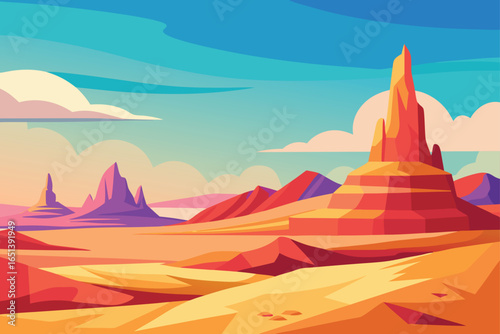 Colorful Sandstone Formations in a Serene Desert
