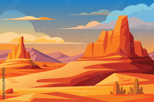 Serene Desert Landscape with Colorful Sandstone Formations