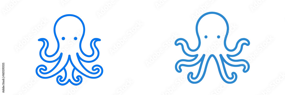 Fototapeta premium Creative vector illustration of two octopuses with different styles