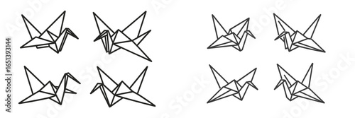 Elegant origami cranes in a minimalist design for your projects