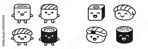 Cute sushi characters enjoying a playful moment in a fun design