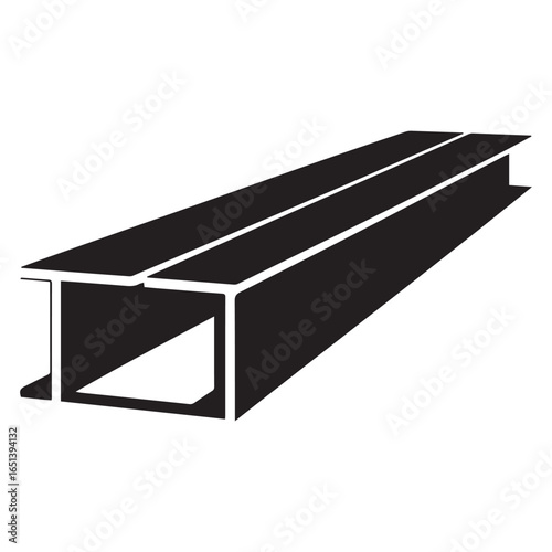 Black steel beam icon structural metal. Vector black silhouette. with white background