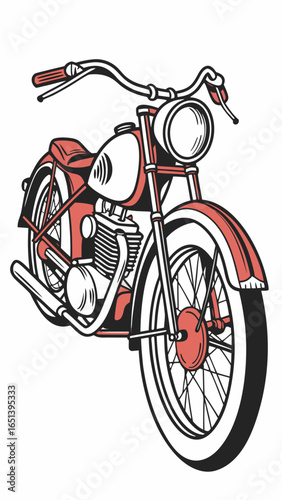 Red Vintage Motorcycle Illustration motorbike retro