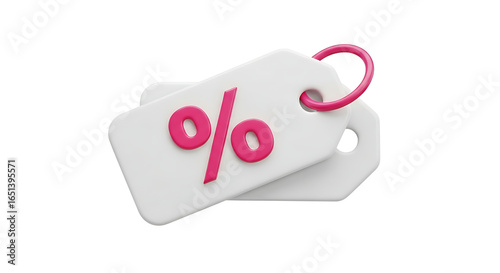 Two price tags with percentage sign offering discounts