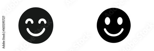 Black and white vector illustration of smiling faces