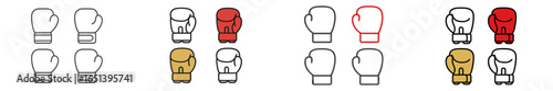 Boxing gloves in various colors for sports and training activities