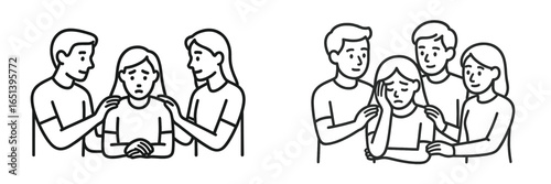 Friends comforting someone in a vector illustration