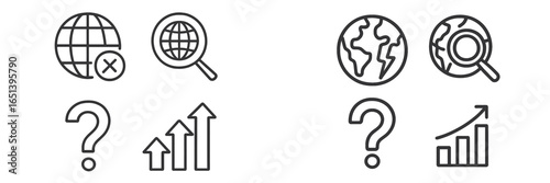 Vector illustration of global growth concept with graphs and symbols