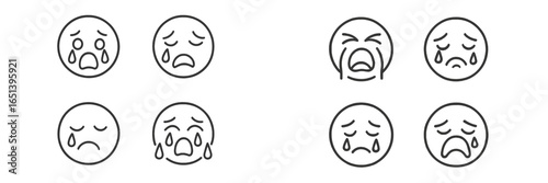 Vector illustrations expressing various emotions of sadness