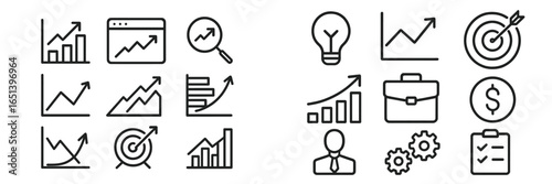 Vector illustration of business-related icons and graphs for analytics