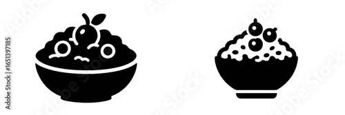 Creative vector illustration of two bowls of fruit with berries