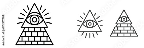 Symbolic pyramid illustrations with an eye design for various uses