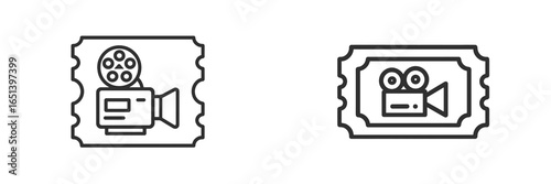Vector illustration of cinema tickets featuring a film camera