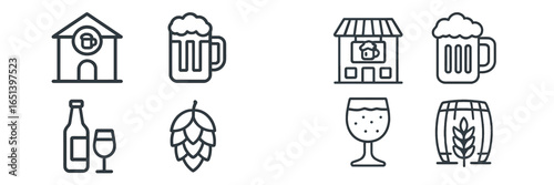 Vector illustration of drinks and bar elements related to breweries