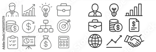 Business growth concepts represented through vector icons and symbols