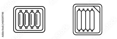 Vector illustration of packaged sausages in a tray layout