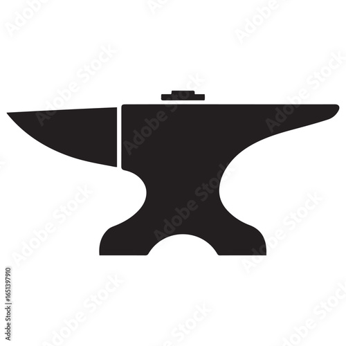 Black anvil silhouette on white icon tool. Vector black silhouette. with white background