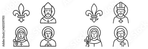 Vector illustration of religious figures and symbols for decoration