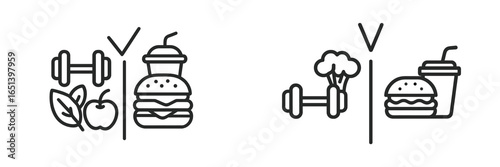 Fitness and nutrition symbols for healthy living