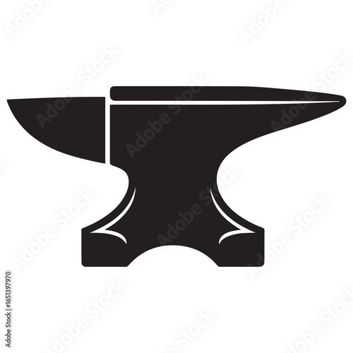 Black anvil silhouette on white icon tool. Vector black silhouette. with white background