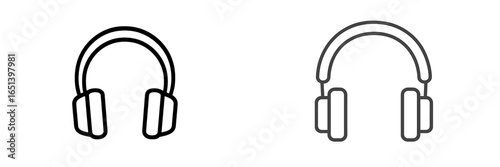 Vector illustration of headphones in two styles for audio design
