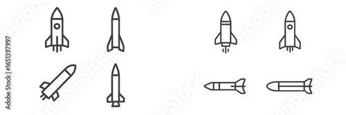 Various rocket designs in vector illustration format for digital use