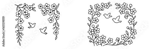 Floral design with birds in a decorative vector illustration