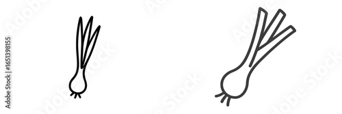 Detailed vector illustration of fresh green onions isolated on white
